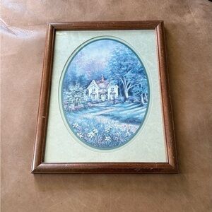 Vintage Home Interiors Cottage Picture With Wood Frame Cottagecore